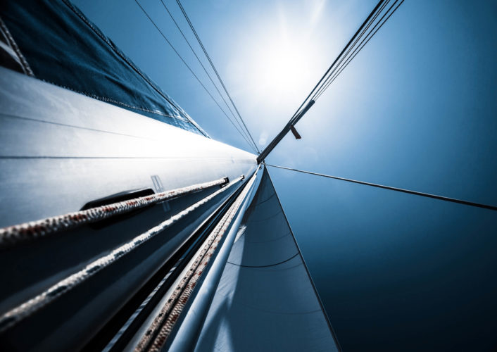Sail over blue clear sky